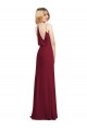 Burgundy A-Line V-Neck Long Formal Dress Canada Online