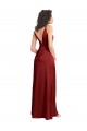 V-Back Burgundy A-Line V-Neck Sleeveless Long Formal Dress Canada Online