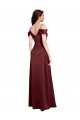 Burgundy Gold A-Line V-Neck Sleeveless Long Formal Dress Canada Online