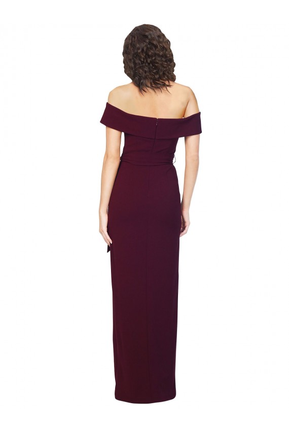 Low Back Burgundy Gold Sheath Square Neck Long Formal Evening Dress Canada Online