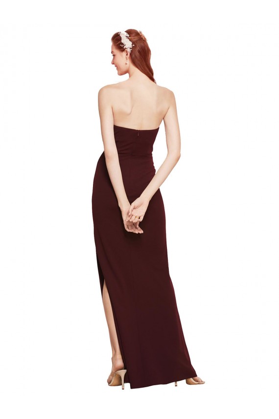 Burgundy Gold Sheath Strapless Long Formal Evening Dress Canada Online