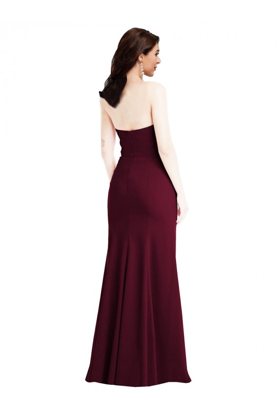 Burgundy Gold Trumpet Strapless Long Semi Formal Evening Dress Canada Online