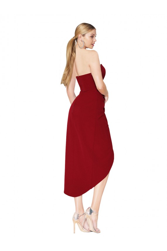 Burgundy Mermaid High Neck Knee Length High Low Evening Dress Canada Online