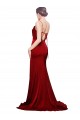 Open Back Burgundy Sheath Cowl Neck Sweep Train Black Tie Evening Dress Canada Online