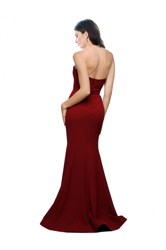 Low Back Burgundy Sheath Strapless Long Formal Evening Dress Canada Online