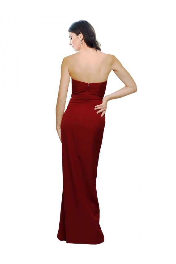 Low Back Burgundy Sheath Sweetheart Long Evening Dress Canada Online