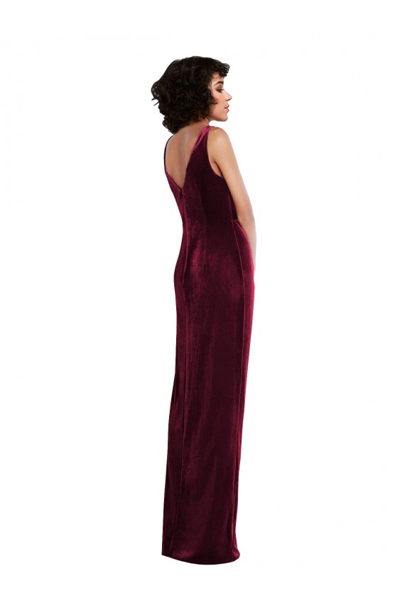 Burgundy Sheath V-Neck Long Semi Formal Evening Dress Canada Online