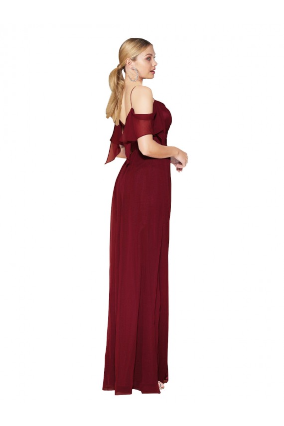 V-Back Burgundy Trumpet High Neck Long Formal Evening Dress Canada Online