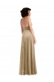 Low Back Champagne A-Line Square Neck Long Formal Evening Dress Canada Online