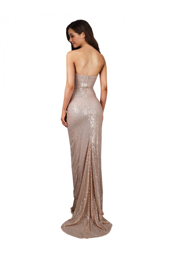 Low Back Champagne Mermaid Scoop Neck Long Formal Evening Dress Canada Online