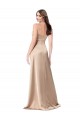 Low Back Champagne Pink A-Line V-Neck Long Formal Evening Dress Canada Online