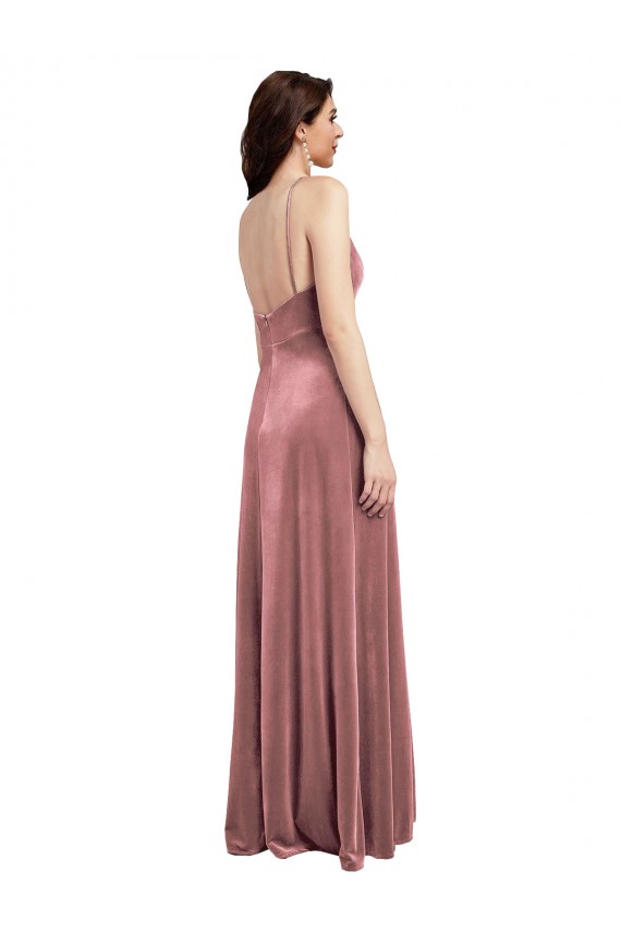 Low Back Cinnamon Rose A-Line V-Neck Long Formal Evening Dress Canada Online