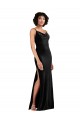 Low Back Black Column Cowl Neck Long Black Tie Evening Dress Canada Online