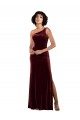 Burgundy Column One Shoulder Long Formal Evening Dress Canada Online
