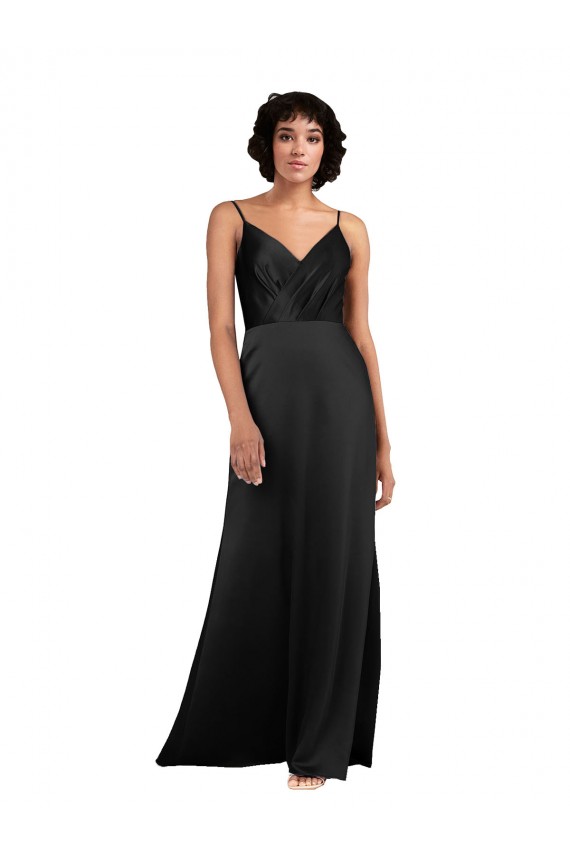 Black Column V-Neck Long Formal Evening Dress Canada Online