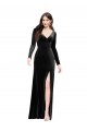 V-Back Black Column V-Neck Long Formal Evening Dress Canada Online