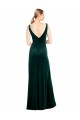 V-Back Dark Green A-Line V-Neck Long Black Tie Evening Dress Canada Online