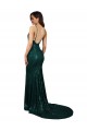 Low Back Dark Green Mermaid V-Neck Long Formal Evening Dress Canada Online