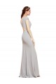 Open Back Dark Navy A-Line Boat Neck Long Formal Evening Dress Canada Online