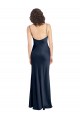 Open Back Dark Navy A-Line Cowl Neck Long Black Tie Evening Dress Canada Online