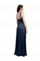 Low Back Dark Navy A-Line Cowl Neck Long Formal Evening Dress Canada Online