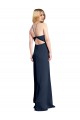 Open Back Dark Navy A-Line Halter Neck Long Formal Evening Dress Canada Online