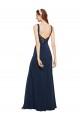 Low Back Dark Navy A-Line Round Neck Long Evening Dress Canada Online