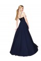 Dark Navy A-Line High Neck Long Semi Formal Evening Dress Canada Online