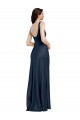 Low Back Dark Navy A-Line Square Neck Long Formal Evening Dress Canada Online