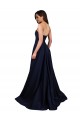 Low Back Dark Navy A-Line High Neck Long Formal Dress Canada Online