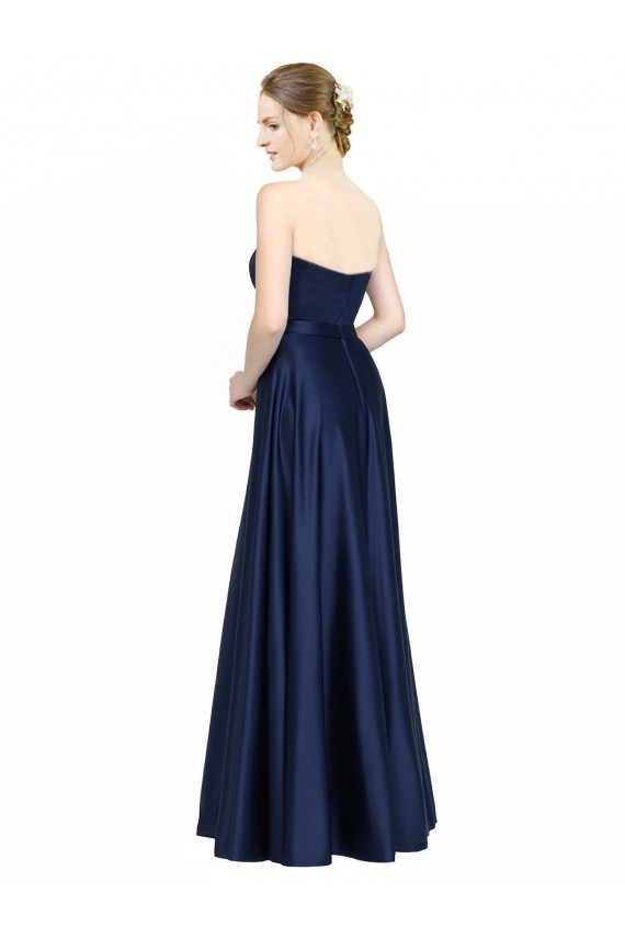 Low Back Dark Navy A-Line Sweetheart Long Black Tie Evening Dress Canada Online