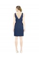 Open Back Dark Navy A-Line V-Neck Knee Length Evening Dress Canada Online