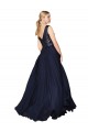 V-Back Dark Navy A-Line High Neck Long Semi Formal Evening Dress Canada Online