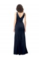 V-Back Dark Navy A-Line High Neck Long Formal Dress Canada Online