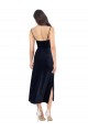 Low Back Dark Navy Column Cowl Neck Midi Length Formal Evening Dress Canada Online