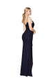 V-Back Dark Navy Mermaid High Neck Long Evening Dress Canada Online