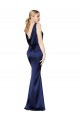 Low Back Dark Navy Sheath High Neck Long Formal Evening Dress Canada Online
