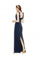 Low Back Dark Navy Sheath Scoop Neck Long Formal Evening Dress Canada Online