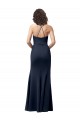 Open Back Dark Navy Sheath High Neck Long Formal Evening Dress Canada Online