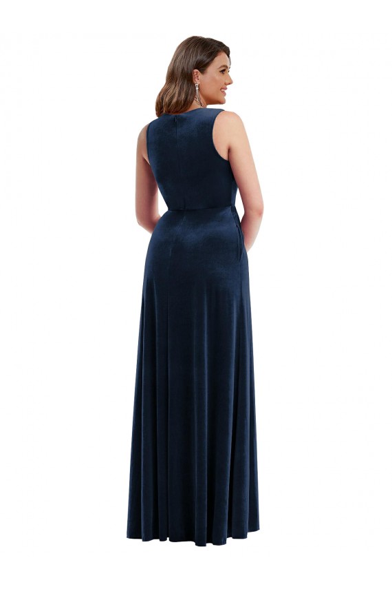 Dark Navy Sheath V-Neck Long Plus Size Formal Evening Dress Canada Online