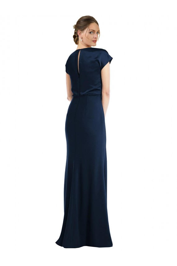 Keyhole Back Dark Navy Trumpet Off the Shoulder Long Formal Evening Dress Canada Online
