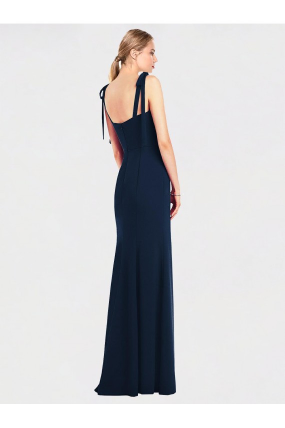Low Back Dark Navy Trumpet Spaghetti Straps Long Semi Formal Evening Dress Canada Online