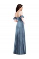 Low Back Dusty Blue A-Line Off the Shoulder Long Formal Dress Canada Online
