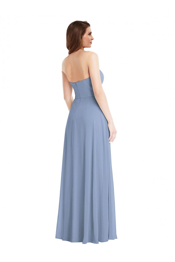 Dusty Blue A-Line Strapless Long Semi Formal Evening Dress Canada Online