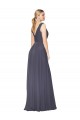 V-Back Dusty Blue A-Line High Neck Long Formal Evening Dress Canada Online