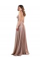 Low Back Dusty Pink A-Line V-Neck Long Black Tie Evening Dress Canada Online