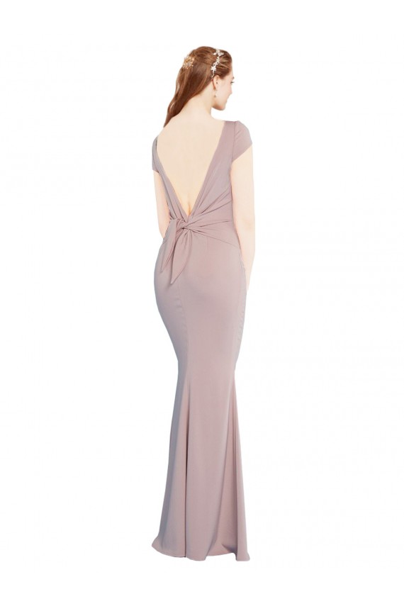 Tie Back Dusty Pink Mermaid Boat Neck Long Formal Evening Dress Canada Online