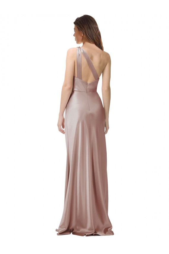 Open Back Dusty Pink Sheath One Shoulder Long Formal Evening Dress Canada Online