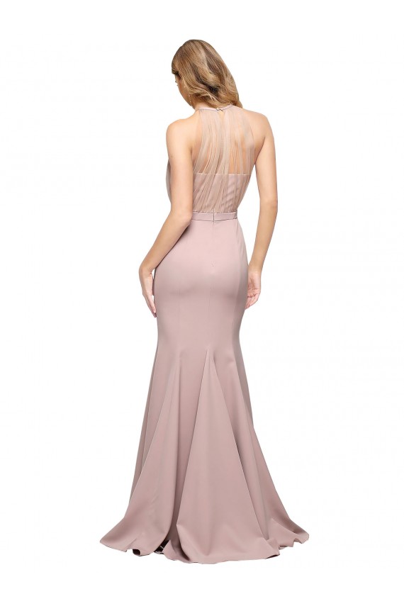 Dusty Pink Sheath High Neck Sweep Train Formal Evening Dress Canada Online