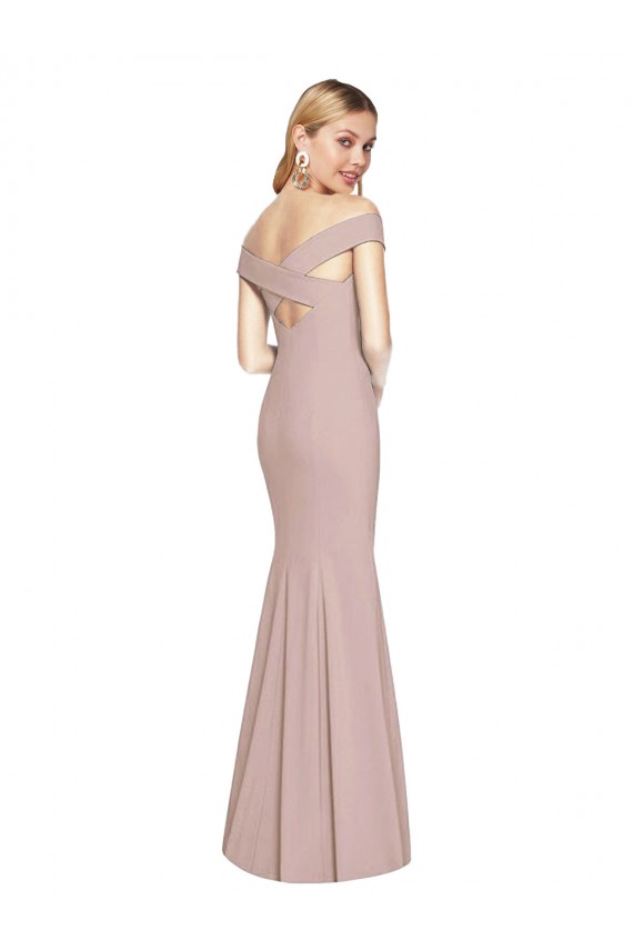Open Back Dusty Pink Trumpet Off the Shoulder Long Semi Formal Evening Dress Canada Online